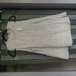 Loft White and Black Floral Eyelet Back Sleevless Shirt